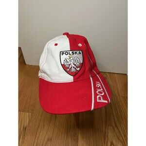 Polska Hat Cap Fitted Mens One Size Red White Baseball Flag Eagle Patriotic